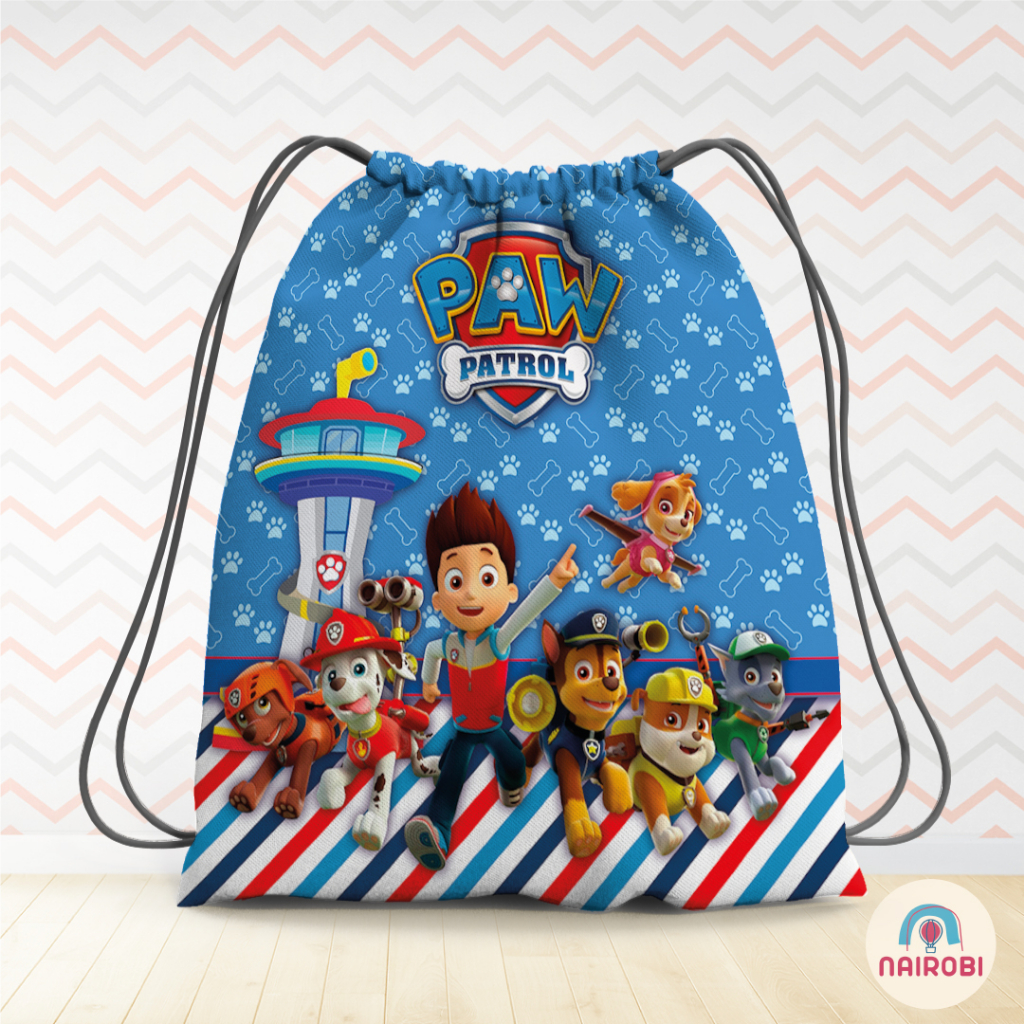 Kit com 5, 10, 15  ou 20 Mochila Personalizada Patrulha Canina/ Lembrancinha Patrulha Canina/Patrulha Canina Aquarela