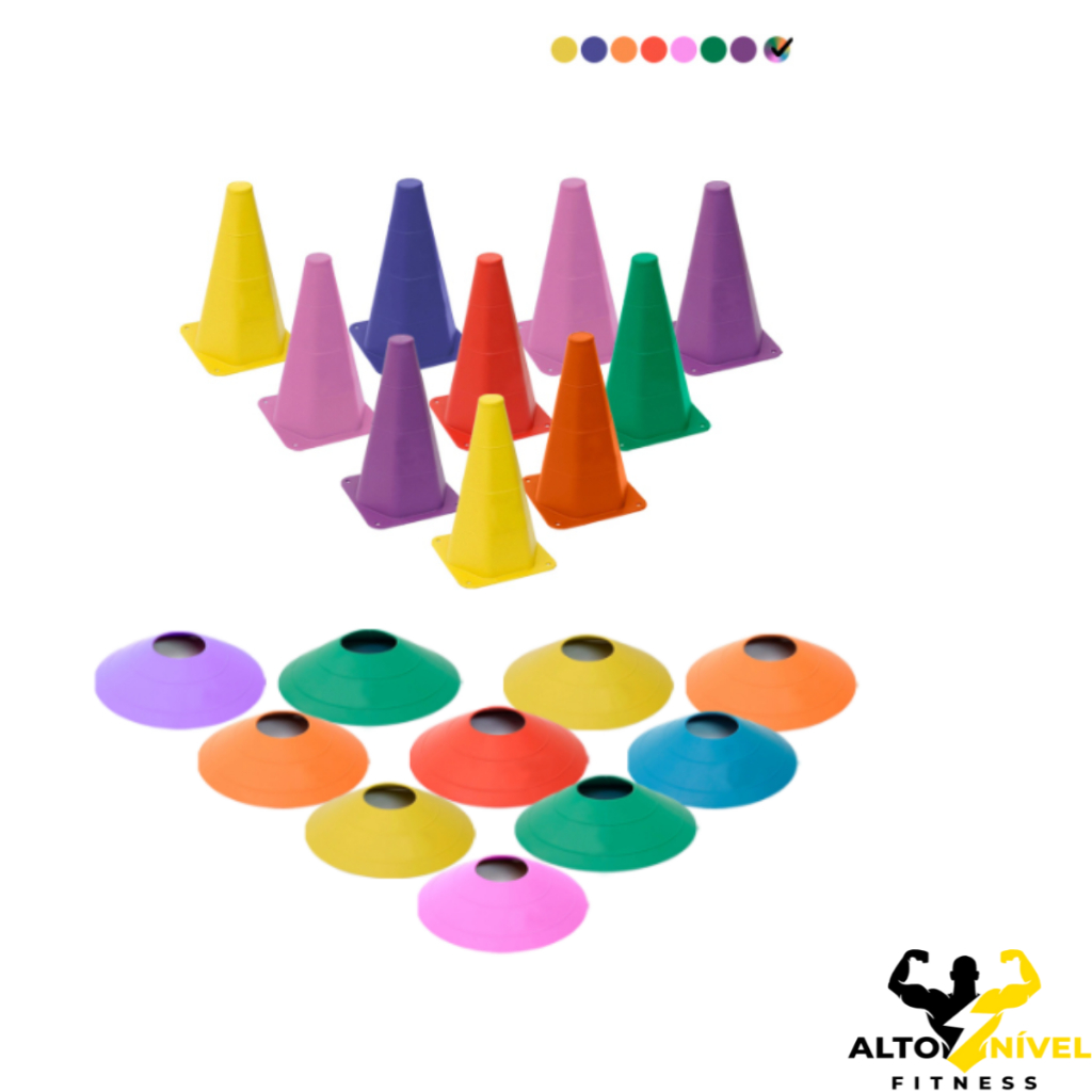 Kit Treino Funcional Agilidade 10 Cones + 10 Chapéus Chinês Treinamento Futebol Futsal Academia em Oferta na Shopee