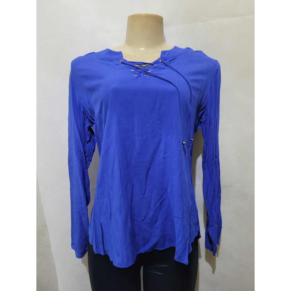Blusa azul FORMITZ tam M codmln viscose usado bom estado