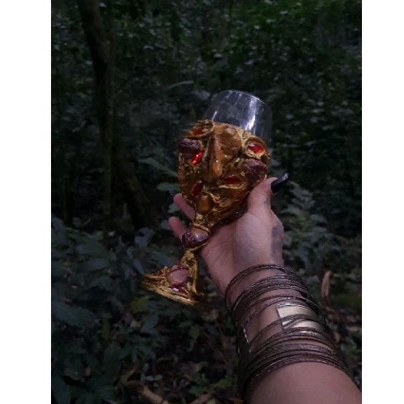 TAÇA CIGANA OU POMBA GIRA/WICCA CÁLICE PEDRA MOKAITE
