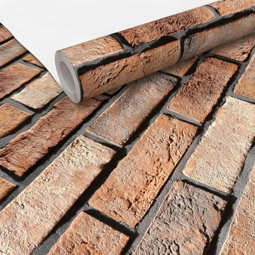 Papel De Parede Adesivo Efeito 3D Tijolo Tijolinho Marrom Envelhecido Mineiro Quarto Sala Pro Decor