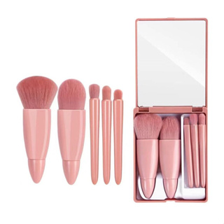 Mini Espelho De Maquiagem Portátil Com 5 Pcs Pincéis De Maquiagem Lupa Mão Segurar Bolso Dobrável Maquiagem Beleza em Oferta na Shopee