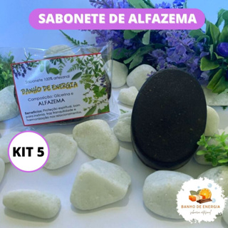 Kit 5 Sabonetes Artesanais Alfazema Natural Banho Proteção Energética
