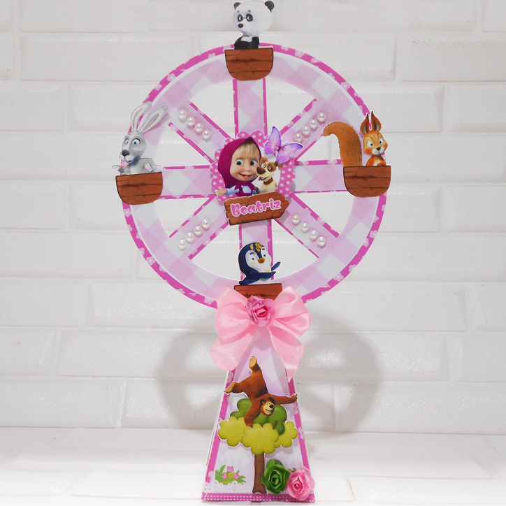 5/10/15/20/25 Caixas Roda Gigante Personalizada Festa MASHA ROSA em Oferta na Shopee