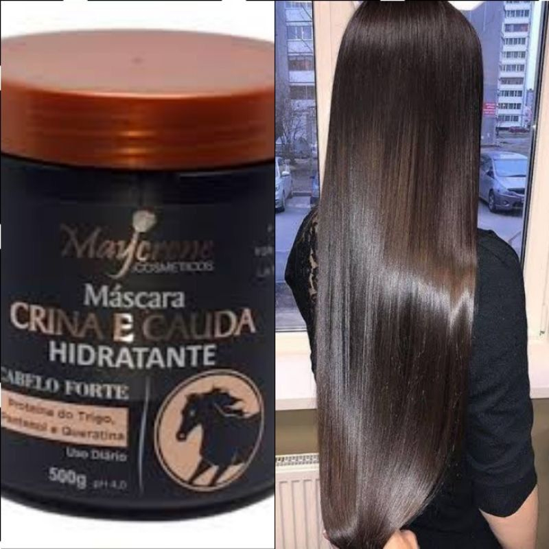 Hidratação Crina e Cauda Para o Cabelo Crescer Forte e Saudável brilho intenso maycrene 500g