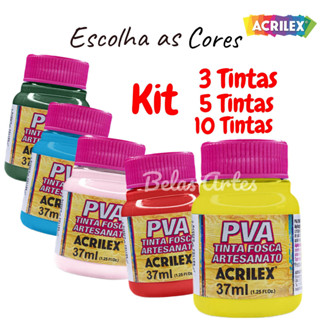 Kit Tinta PVA 37ml - Acrilex ENVIE AS CORES NO CHAT em Oferta na Shopee