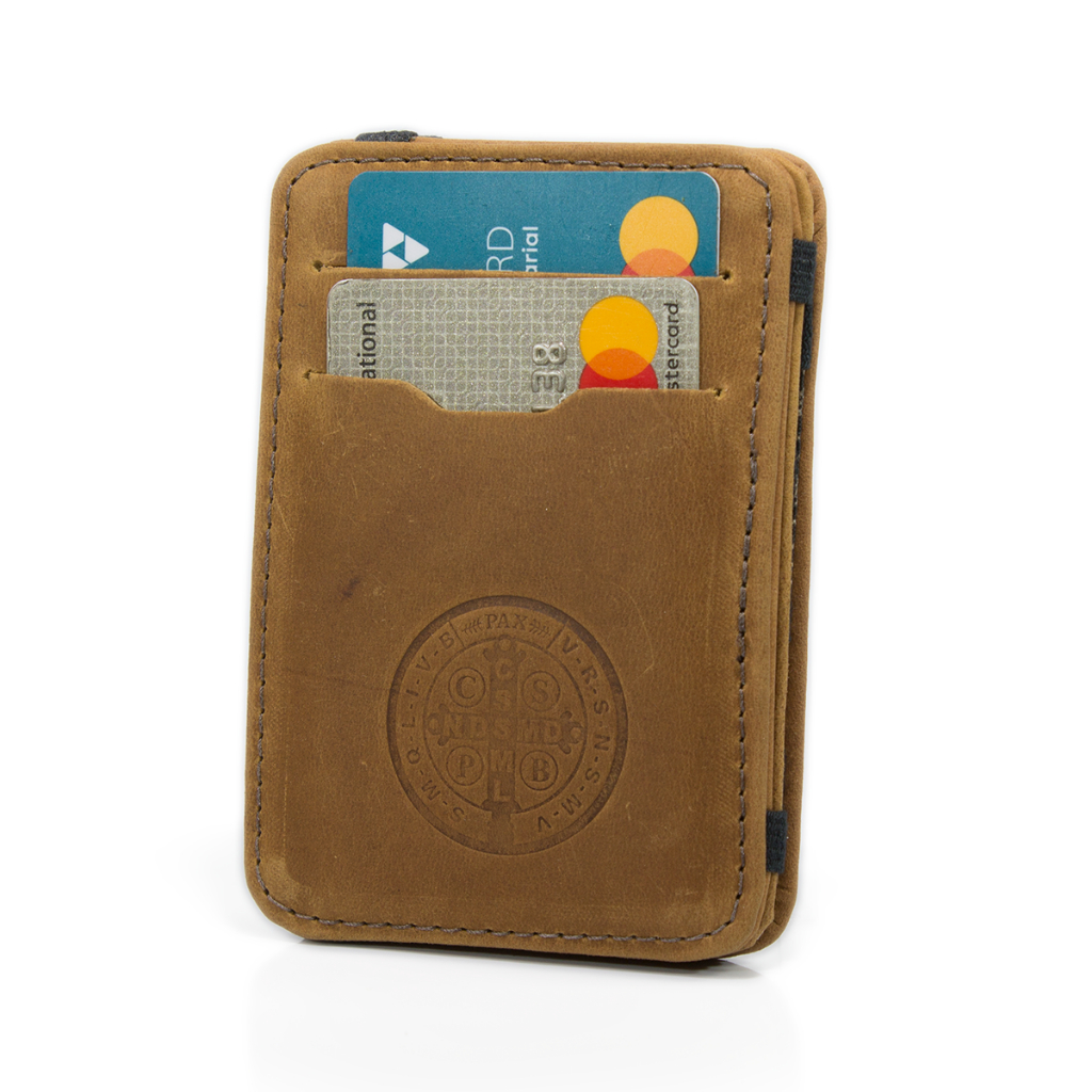 Carteira Masculina Magica Em Couro Legitimo Carimbo Imagem São Bento