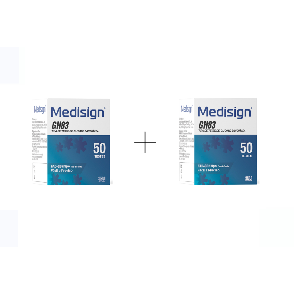 Caixa C/ 100 Unidades Tiras Fita Glicemia Medisign Diabetes