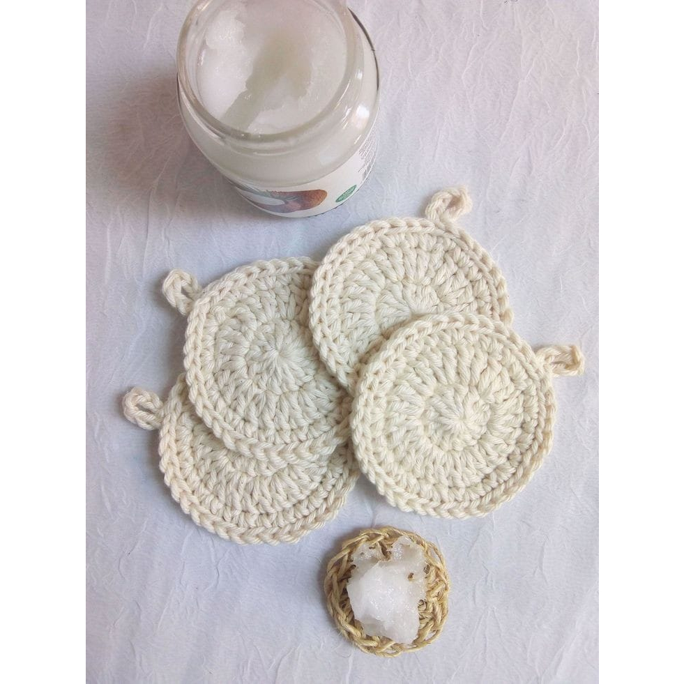 Ecopad removedor de maquiagem demaquilante / discos de limpeza facial de crochê reutilizável lavável 7cm