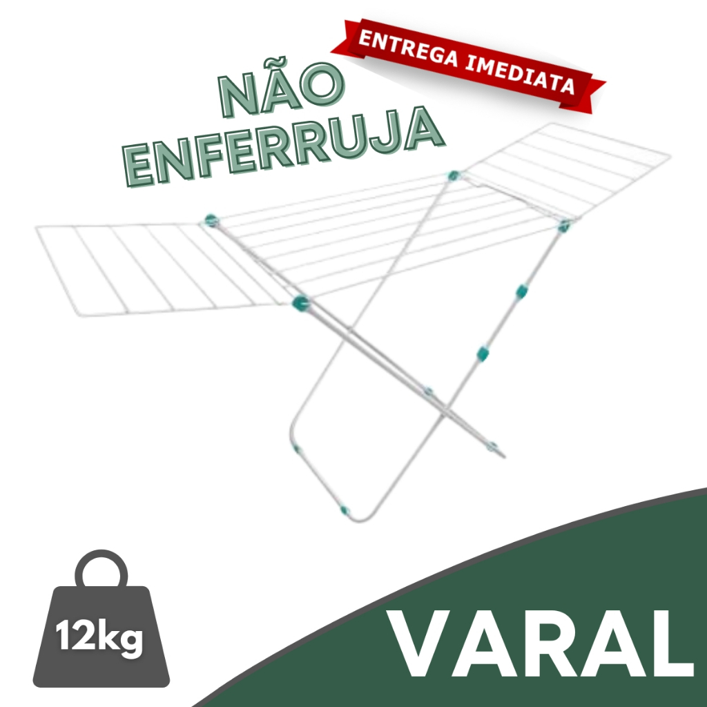 Varal De Chão Inox Reforçado Com Abas Retrátil Grande