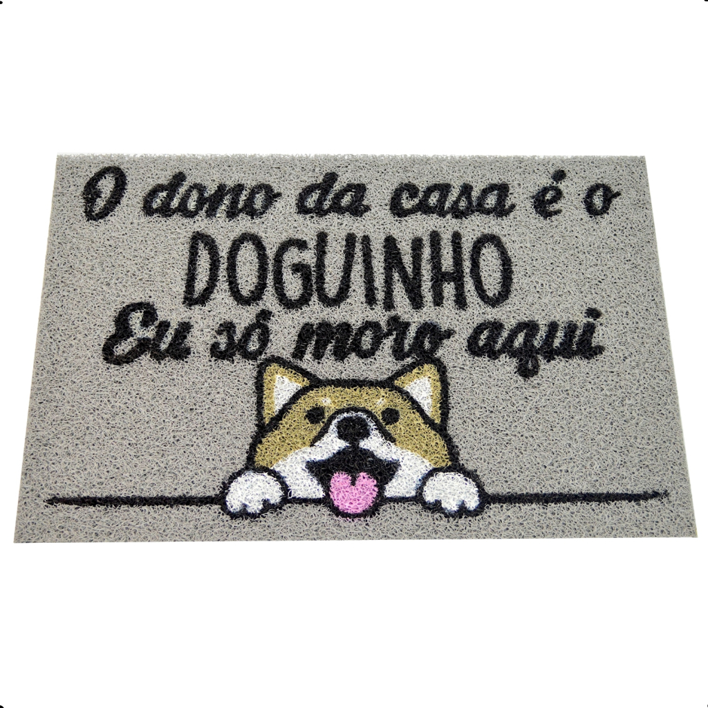 Tapete Capacho O Dono Da Casa E O Doguinho 60x40 pet divertido porta casa lar apartamento ...