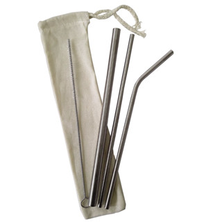 KIT 5 pçs  canudos inox ecológicos com canudo  Milk shake +  Bag +  Escova de limpeza