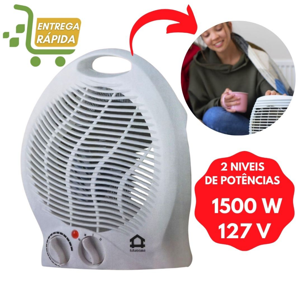 Aquecedor de Ambiente Elétrico Portátil Termoventilador 110v