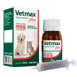 Vermífugo Vetmax Plus Suspensão Giárdia Vetnil Cães Cachorros E Gatos 30ml Amplo Espectro