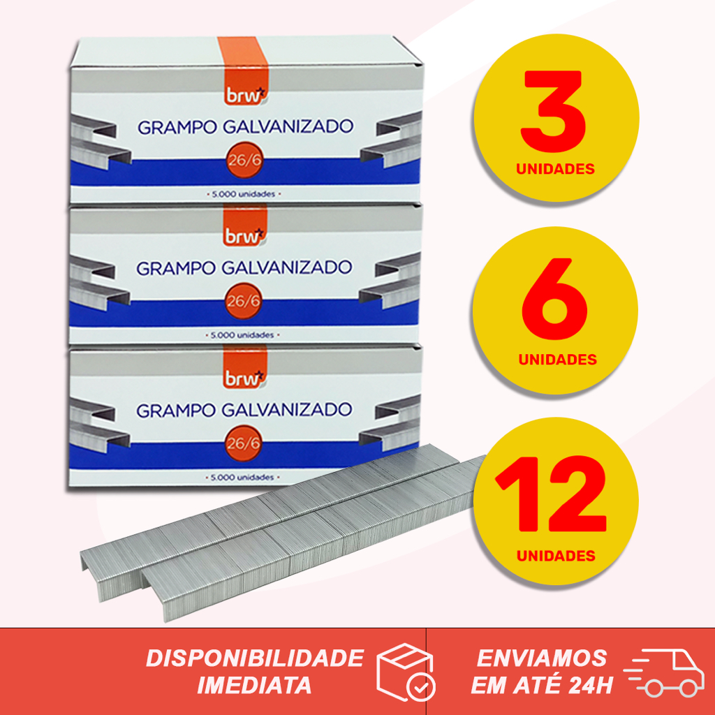 KIT PROMOCIONAL Grampos Para Grampeador Tamanho 26/6 Galvanizados BRW