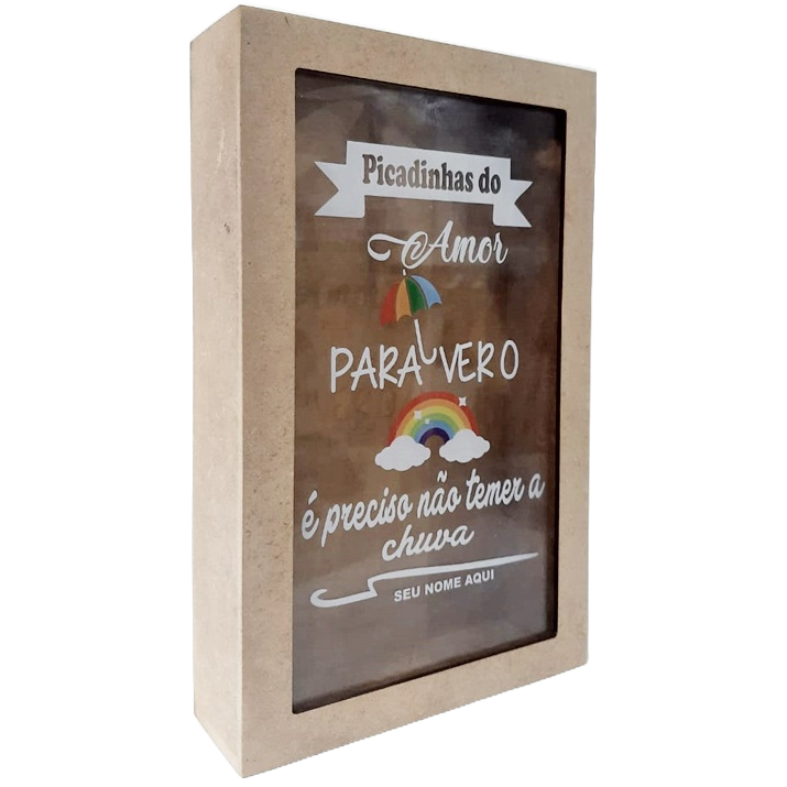 Quadro Porta Frascos 27x17cm em MDF  - Picadinhas do amor para ver o arco-íris é preciso não temer a chuva personalizado