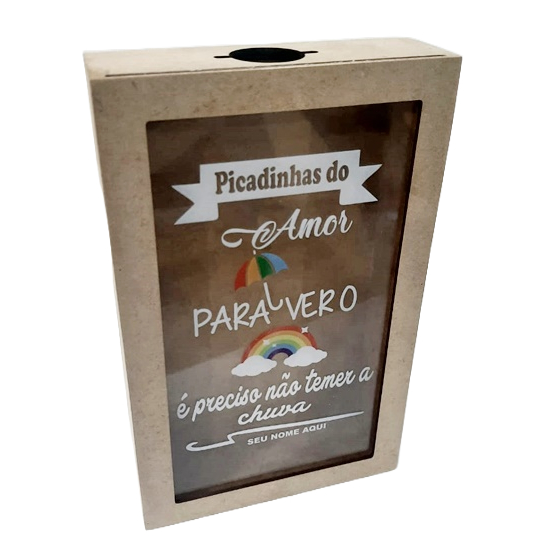 Quadro Porta Frascos 32x22cm Picadinhas do amor para ver o arco-íris é preciso não temer a chuva personalizado