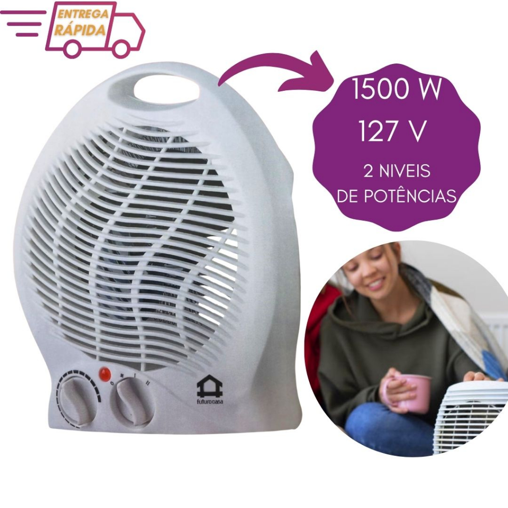 Aquecedor Elétrico Portátil de Ambiente 110v 1.500 watts