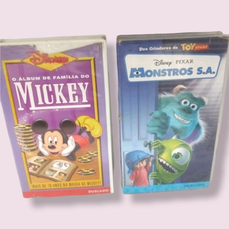 2 fitas VHS antigas Disney: Mickey e Monstros S.A