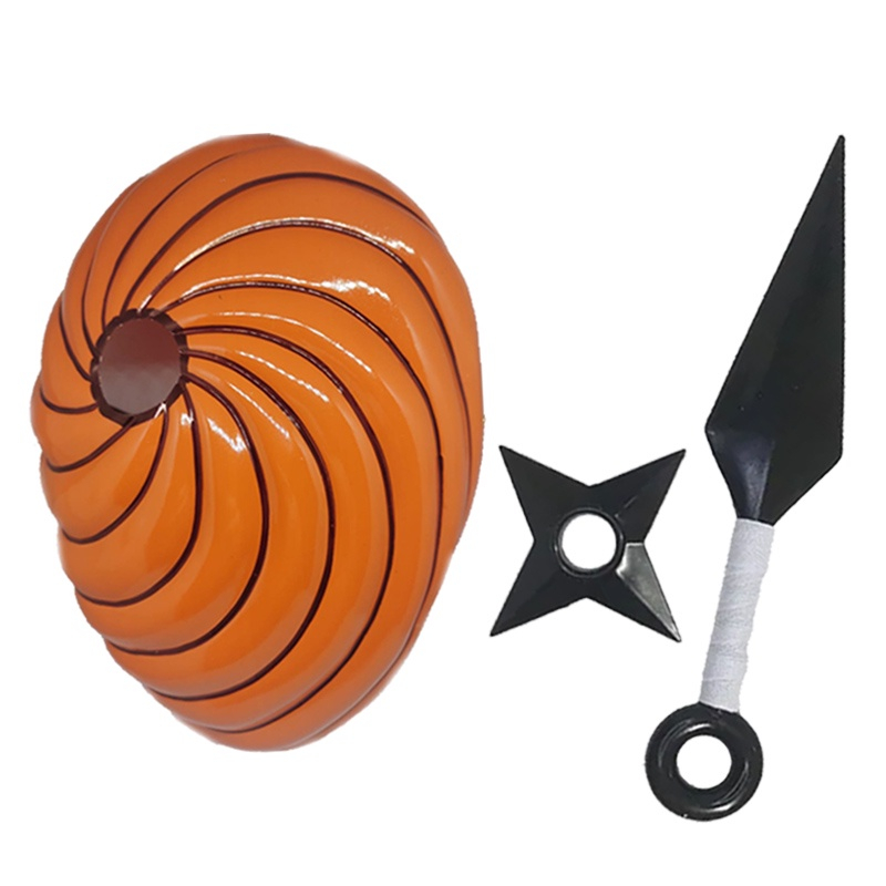 Máscara do Tobi Naruto Em Pvc + Kunai + Shuriken