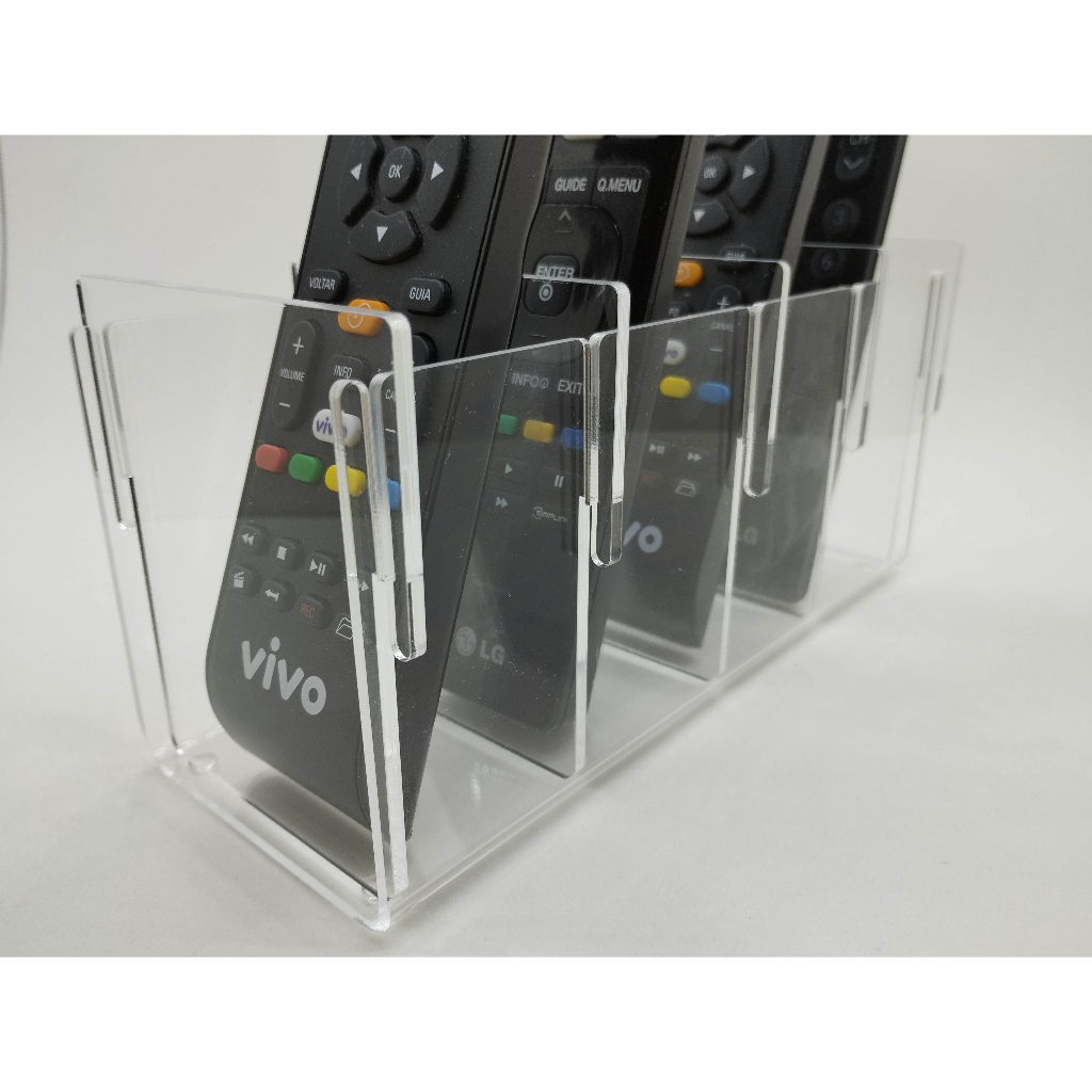 Porta Controle Remoto de Mesa para 4 Controles de TV e Ar Condicionado, Suporte de Controle Remoto