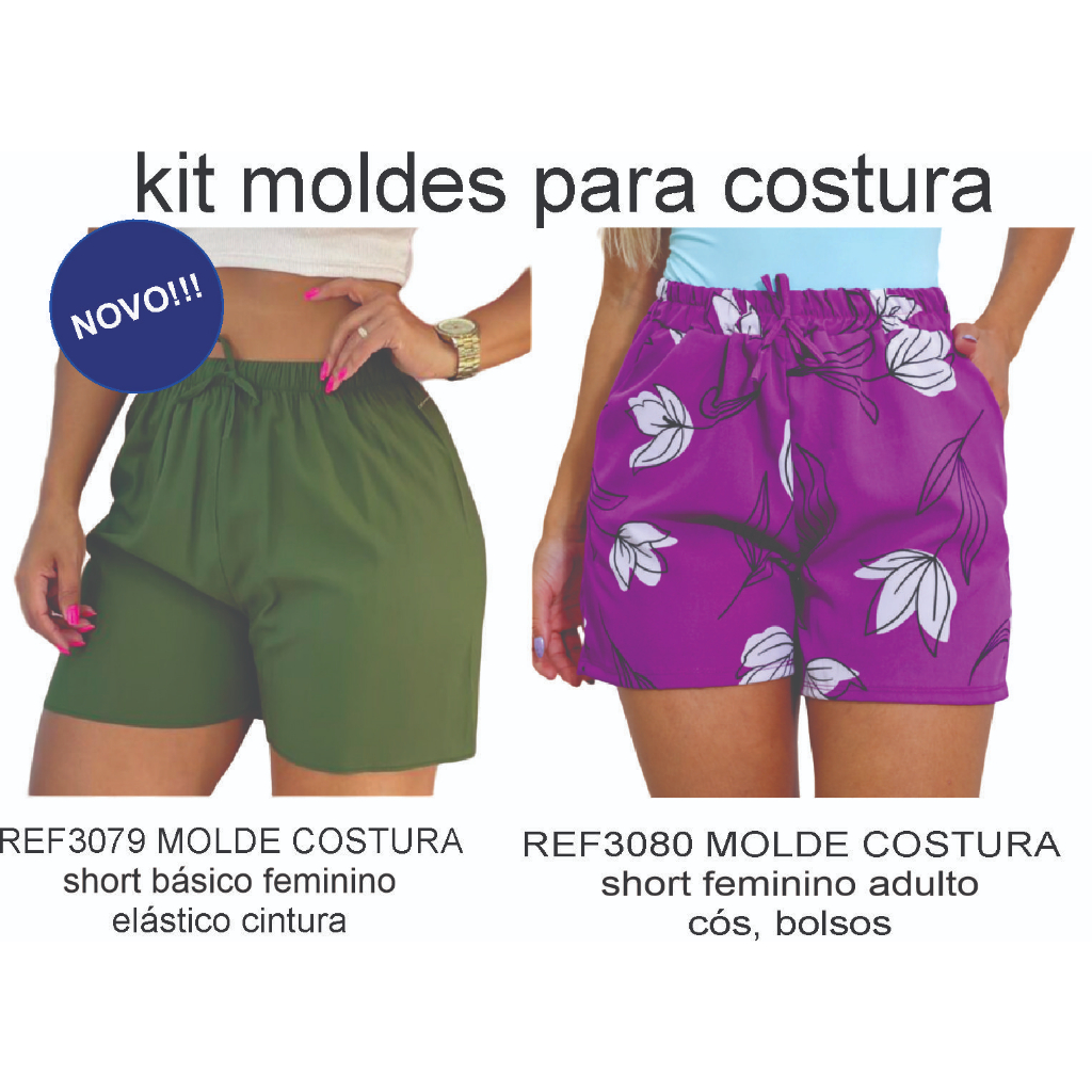 Kit Molde P Costura 2 Modelos Short Elástico e Short Cós