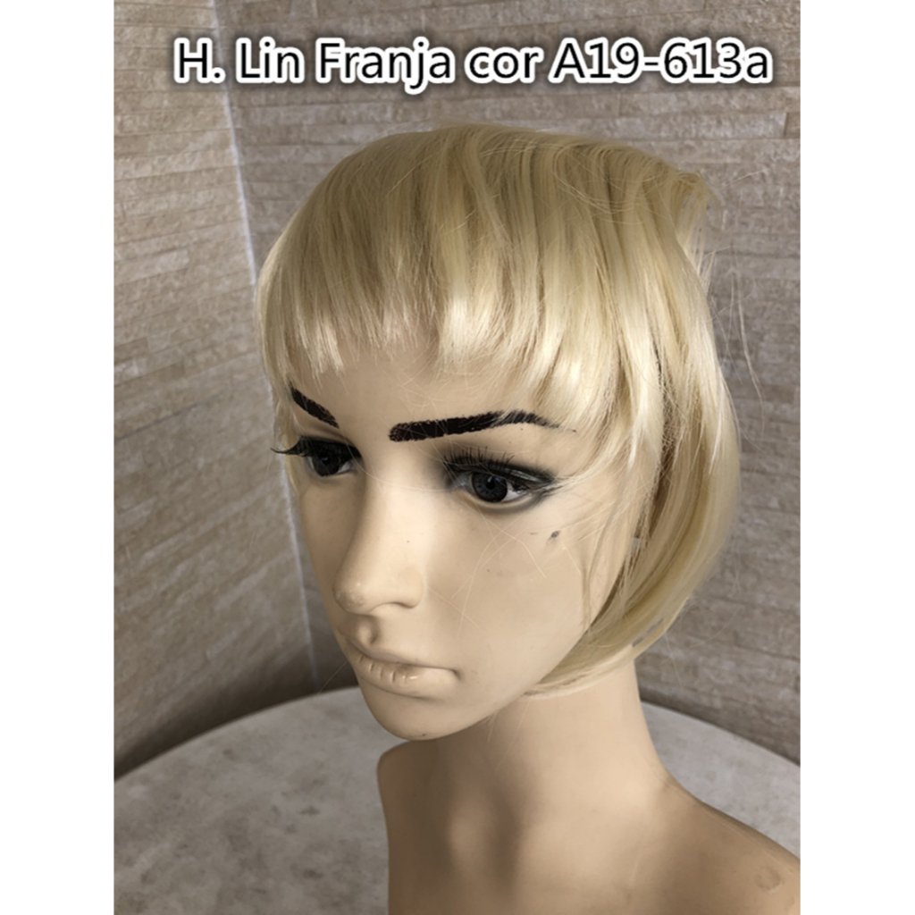 Cabelo aplique tic tac Franja cor 28t613 loiro escuro com mechas luzes fibra organico