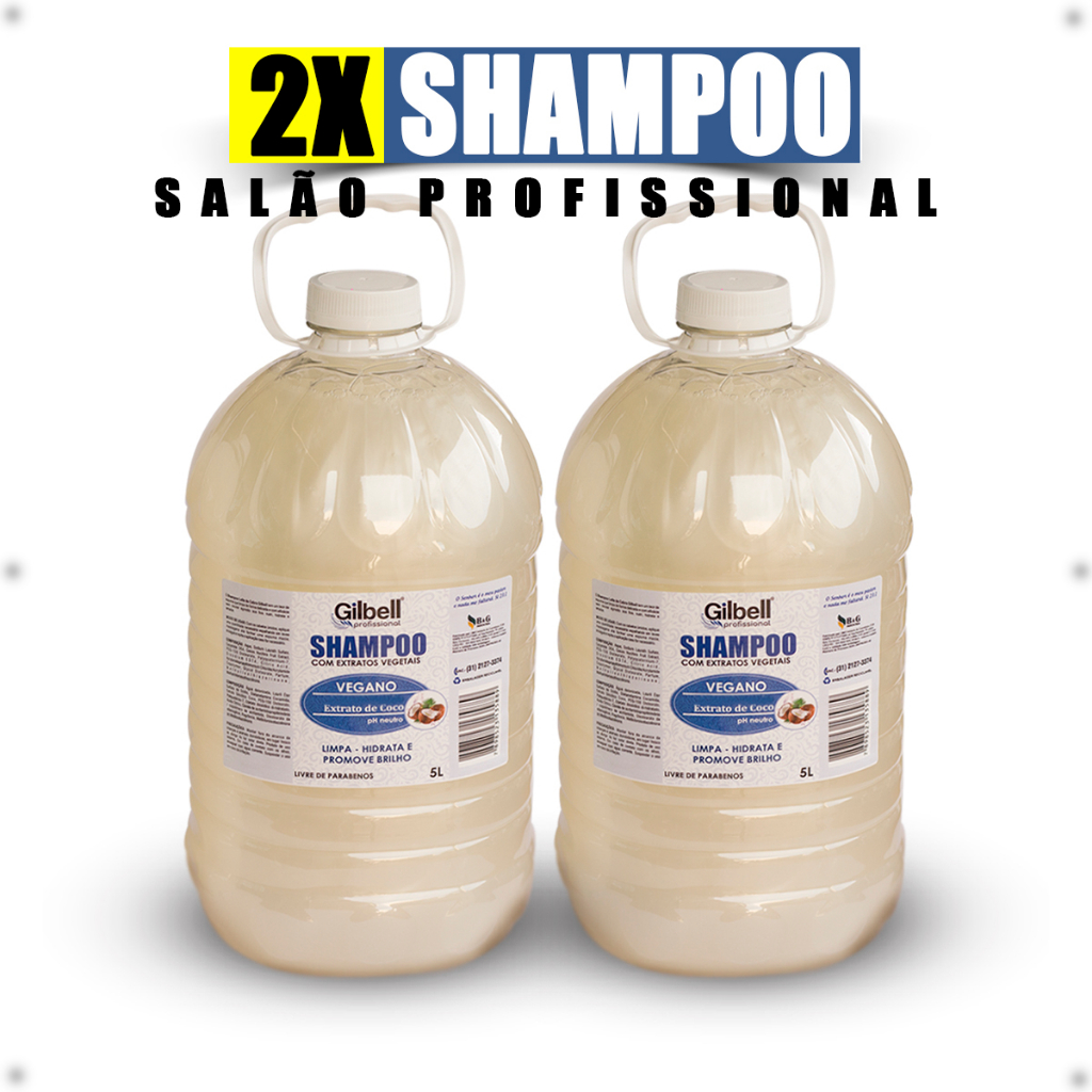 Kit 2 Shampoo 5L Neutro Coco Perolado Sem Sal 5 Litros Salão Lavatório