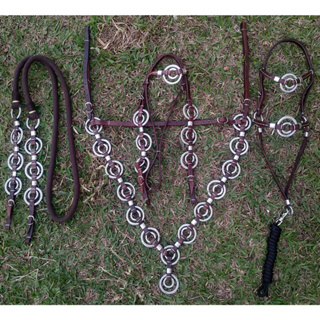 Traia Marrom Para Cavalo Mula Couro Leg Kit Para Cavalgada Cabeçada Peitoral Cabresto e Rédea em Oferta na Shopee