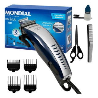 Máquina de Corta Cabelo Mondial Azul e Cinza Hair Stylo CR-07 220V ou 127V em Oferta na Shopee