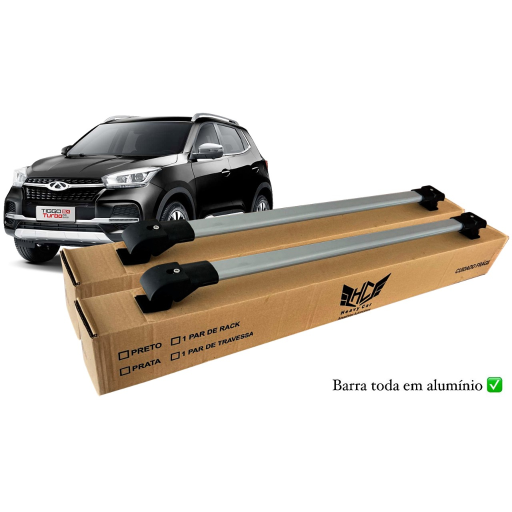 Rack Travessa de Teto Tiggo 5x 2015 A 2023 Slim Barra Alumínio Heavy Car em Oferta na Shopee