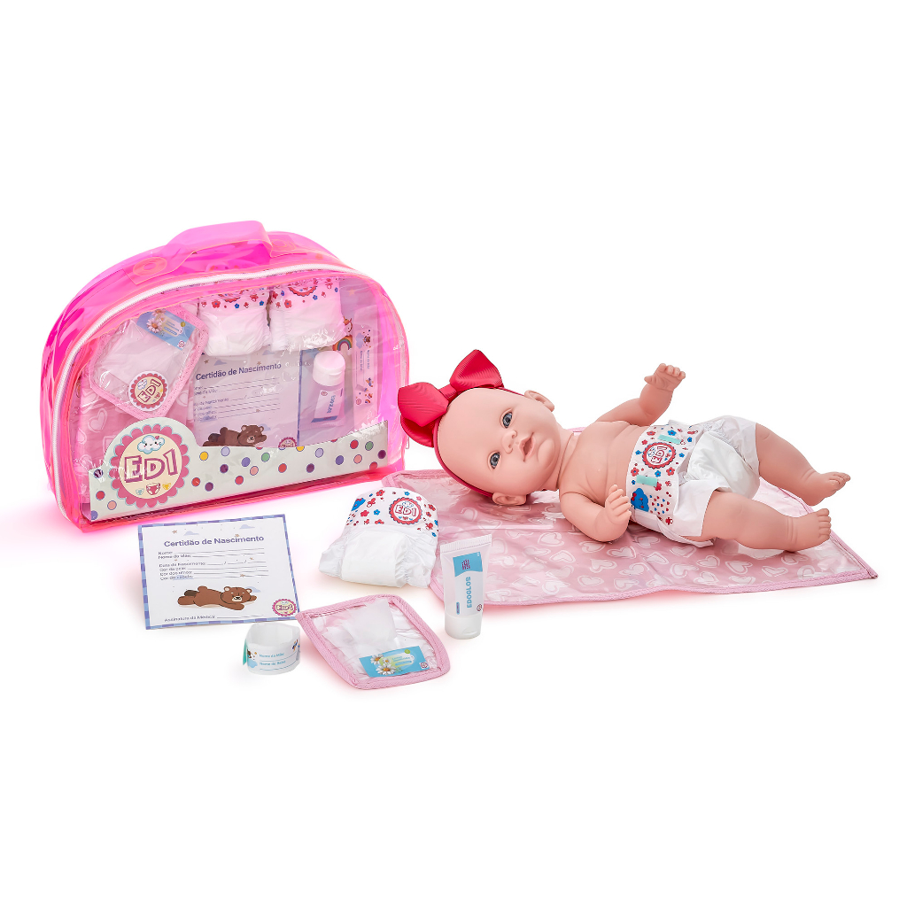 Kit Recém Nascido Bebe Reborn Acessórios para Boneca ED1 Brinquedos fralda trocador certidão pulseira nenem