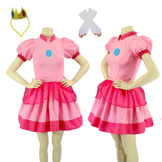 Fantasia Princesa Peach Super Mario Vestido Adulto