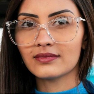 Armação de Óculos de Grau Feminino Retrô Vintage Geek Transparente Gato Gatinho