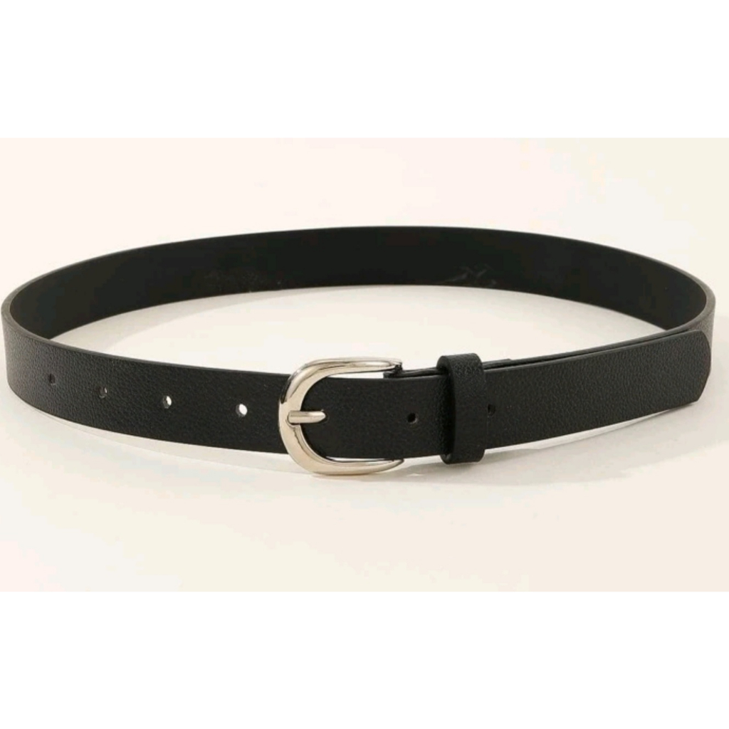 Cinto Social Feminino Liso em Couro Sintético de Alta Resistência Preto Fivela em Metal em Oferta na Shopee