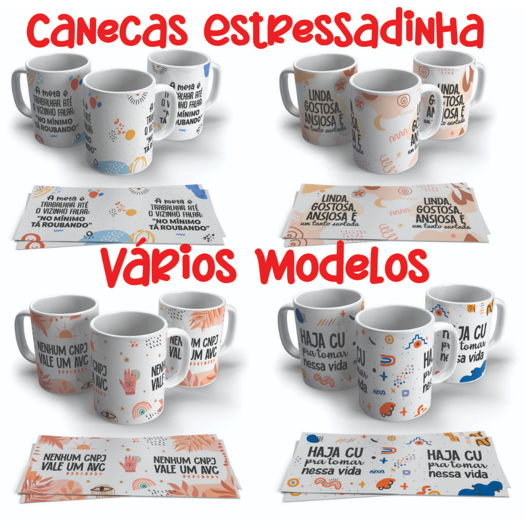 Caneca Personalizada Estressadinha _ Xícara Frases Divertidas _ Canecas Decoração Cozinha em Oferta na Shopee