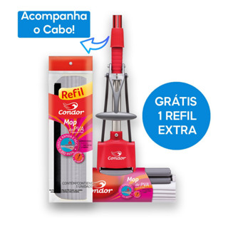 Kit Mop de PVA Esfregão Rodo Mágico Com Cabo + Refil Extra Condor