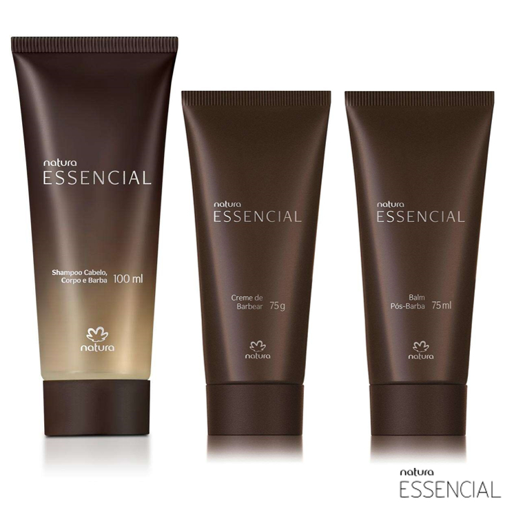 Essencial Clássico Natura: Creme de Barbear 75g, Balm Pós-Barba 75ml ou Shampoo Cabelo Corpo e Barba 100ml