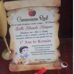 10 Convite papiro branca de neve baby