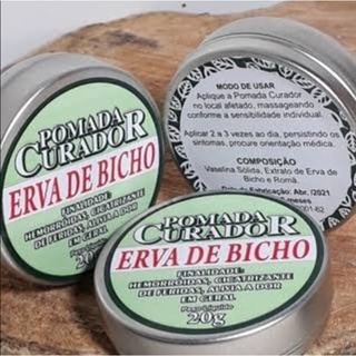 Kit pomada curador erva do bicho 3 unidades de 20g. em Oferta na Shopee