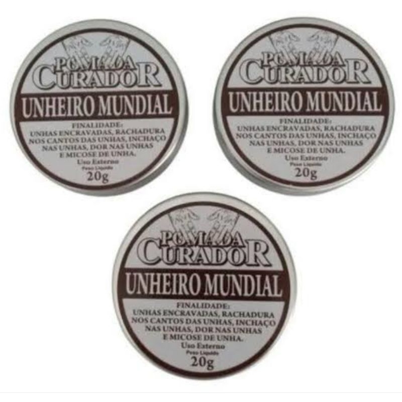 Kit pomada  curador unheiro mundial 3 unidades de 20g. em Oferta na Shopee