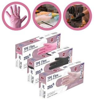 Luva Vinilflex Tpe Volk Premium Tamanho M - Caixa Com 100 Unidades - Rosa e Preta