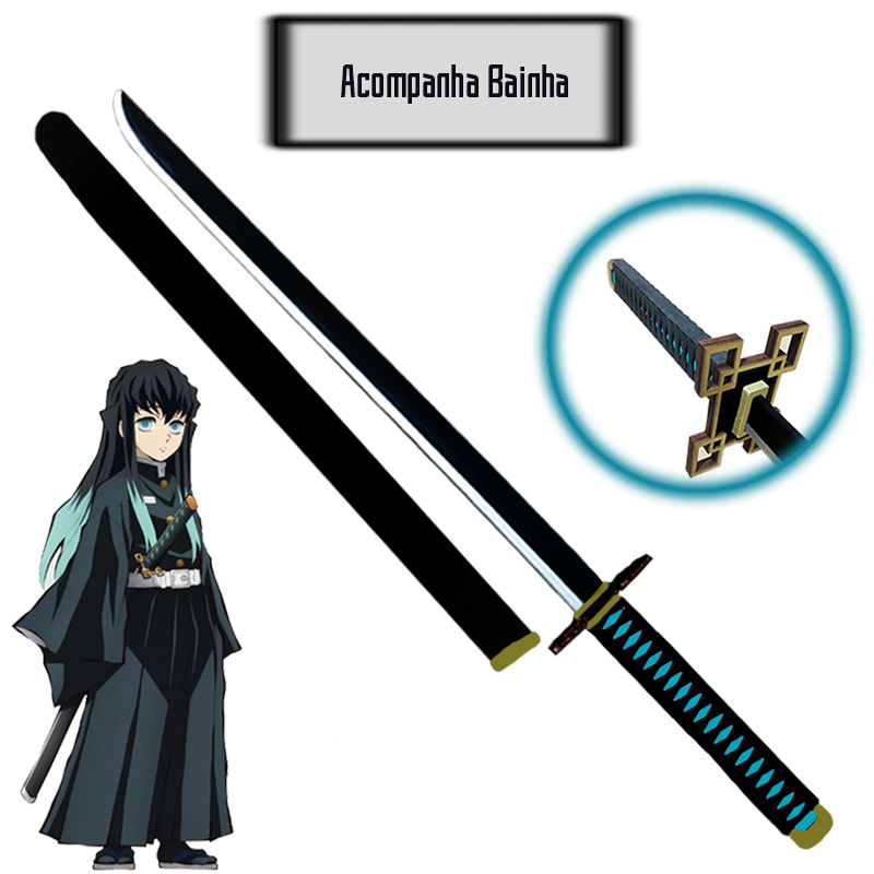 Espada - Katana Demon Slayer / Kimetsu no Yaiba Muichiro Tokito Decoração Cosplay Treino Espada - Katana Demon Slayer / Kimetsu no Yaiba Muichiro Tokito Decoração Cosplay Treino