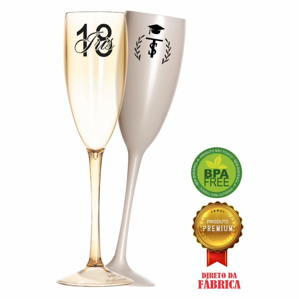 Kit 24 Taças Espumante 190ml Acrílica Personalizadas - Aloha
