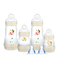 Kit 4 Mamadeiras + 2 Bicos Easy Start Gift Set Neutro - MAM