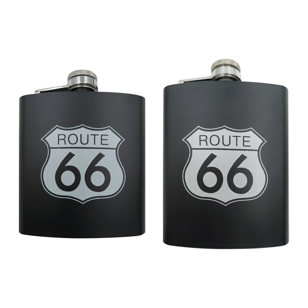 Cantil Rota 66 Porta Bebida De Bolso Inox Whisky Vodka Whiskey