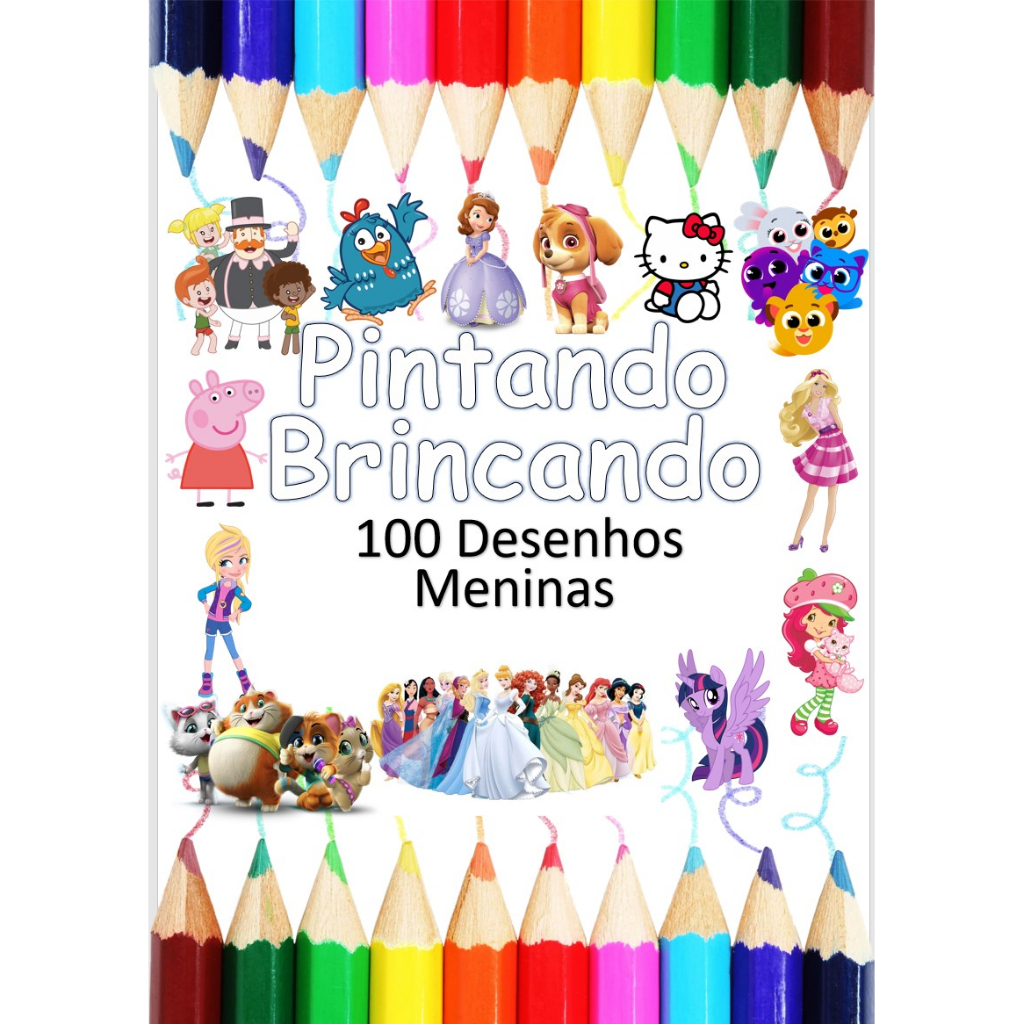 100 Desenhos Para Colorir e Pintar - Tema Meninas - Folhas A4 Sulfite Avulsas/Soltas