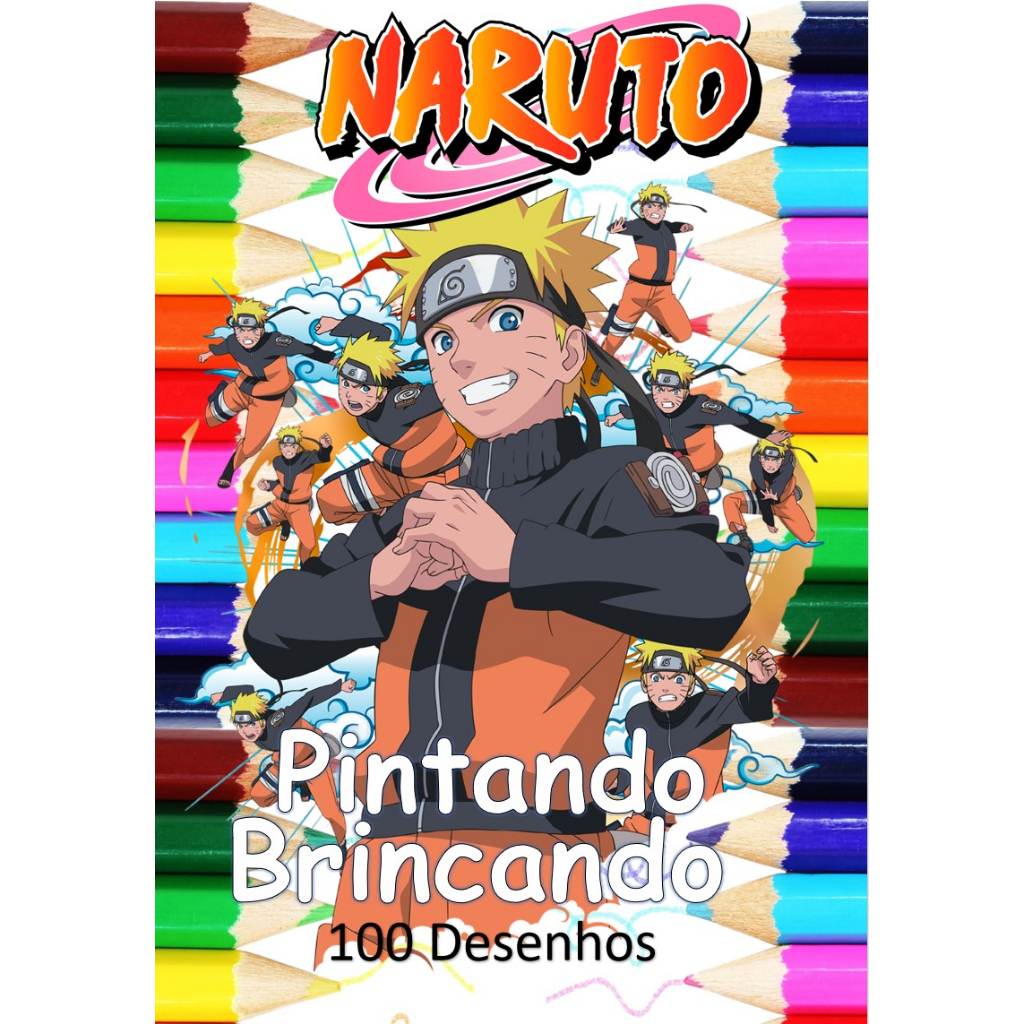 100 Desenhos Para Colorir e Pintar - Tema Naruto - Folhas A4 Sulfite Avulsas/Soltas