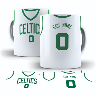 Caneca Xicara porcelana Boston Celtics personalizada com nome e numero
