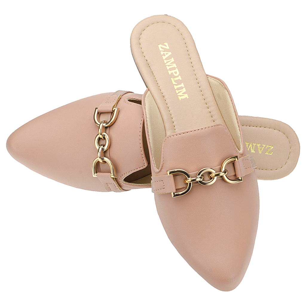 Rasteirinha Sandalias femininas Mule feminino Nude / Preto